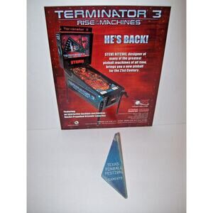 Terminator 3 Pinball Machine FLYER And Plastic Promo Keychain Stern Original NOS